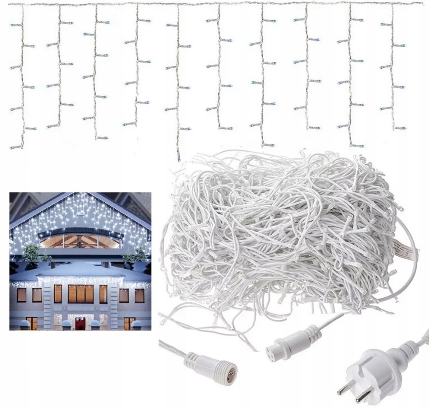 

Sople Zewnętrzne Led 300 Girlanda Flash Biały