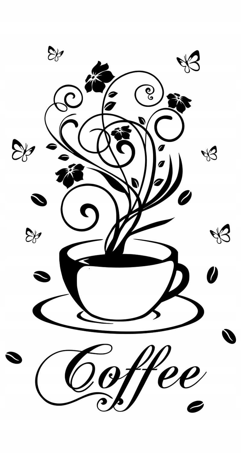 

Naklejka Ścienna Kawa filiżanka Kwiaty DK118