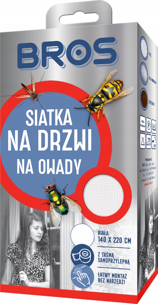 

Bros siatka na drzwi moskitiera 140 x 220 biała