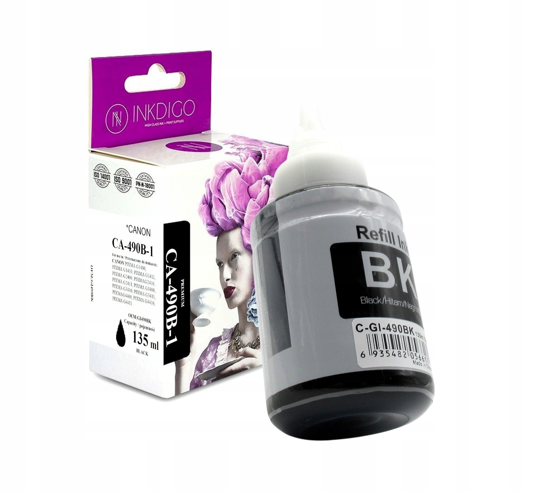 

Tusz zamiennik do Canon Pixma G3411 G3300 GI-490BK