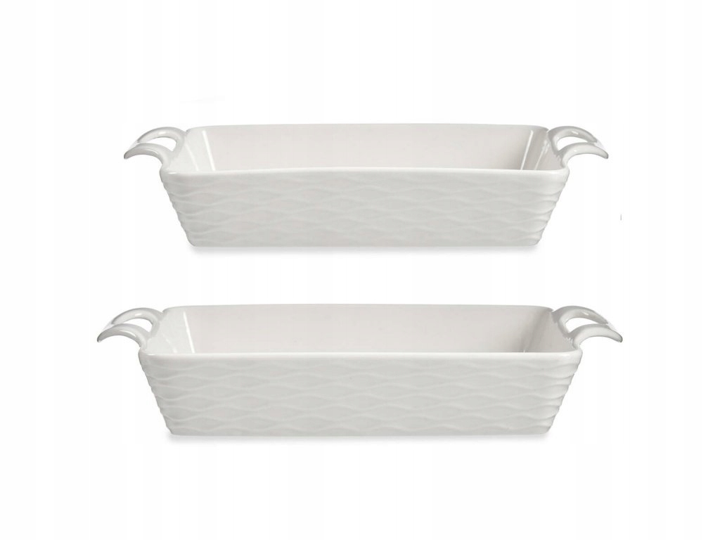 Porcelánová zapékací mísa, sada 2 ks, bílá, obdélníkový tvar