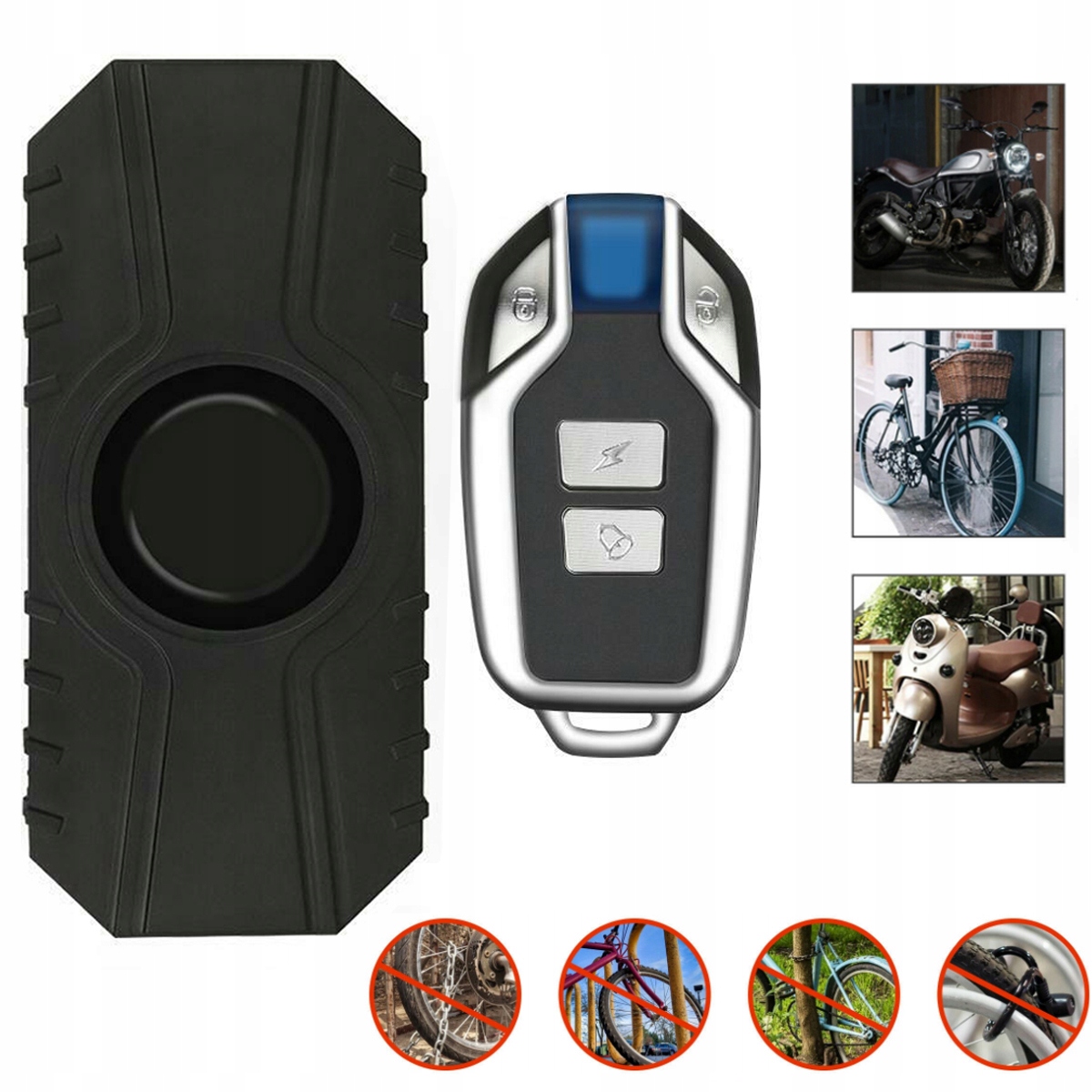 WODOSZCZELNY ALARM WŁAMANIOWY ALARM ROWEROWY Z PILOTEM DO ROWERU, MOTOCYKLA
