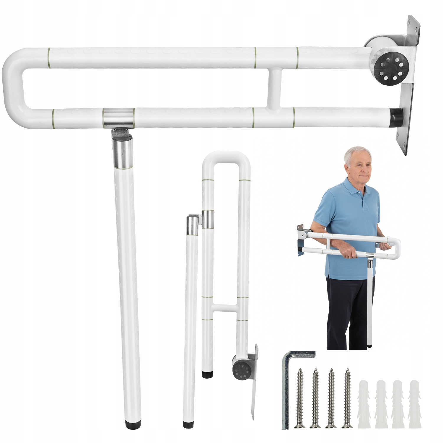 Uchwyt Łazienkowy Składany 180° Obrotowy Podporowy Dla Niepełnosprawnych