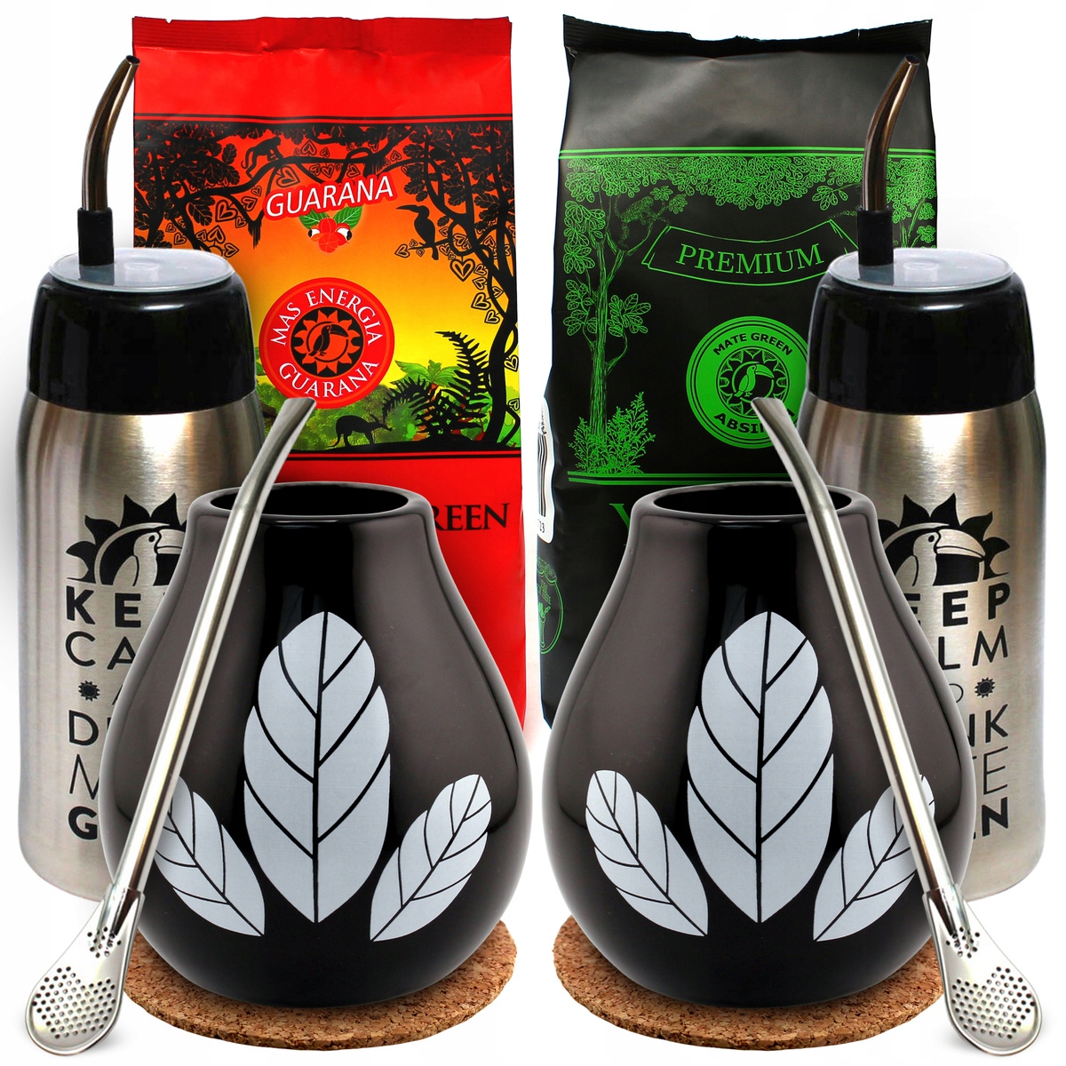 Zestaw Yerba Mate Green Guarana Klasyczna dla dwojga Stalowe Yerbomosy XL