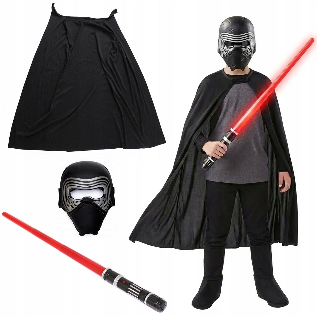 KYLO REN: PELERYNA+MASKA+ CZERWONY MIECZ ŚWIETLNY ZESTAW DLA FANA STAR WARS