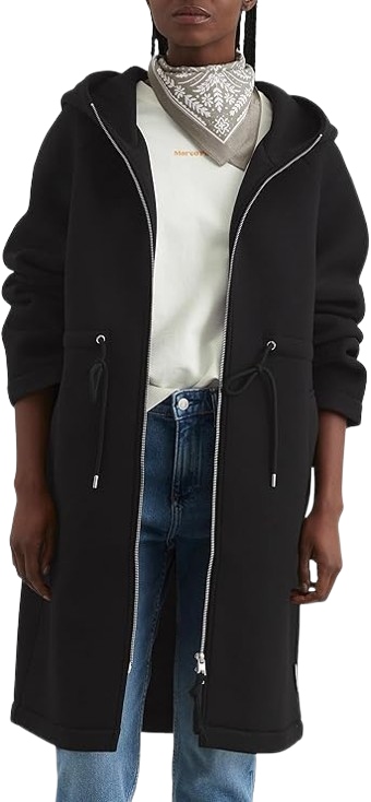 Marc O'polo Dlouhý Kabát S Kapucí A Zavazováním Černý L J_a