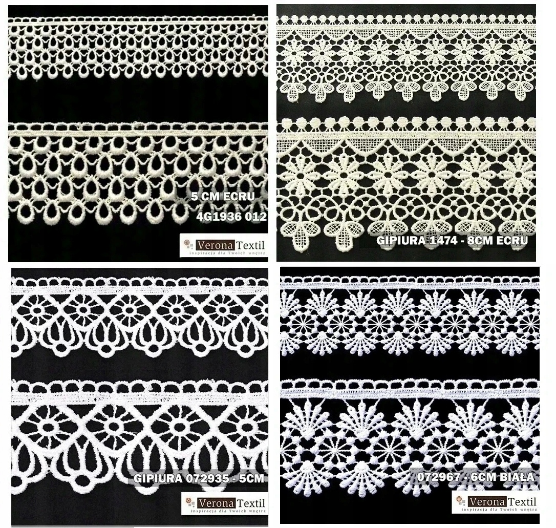 GIPIURA KORONKA FIRANKA MOTEK 13M BIAŁA+KREM+SZARA Marka inna