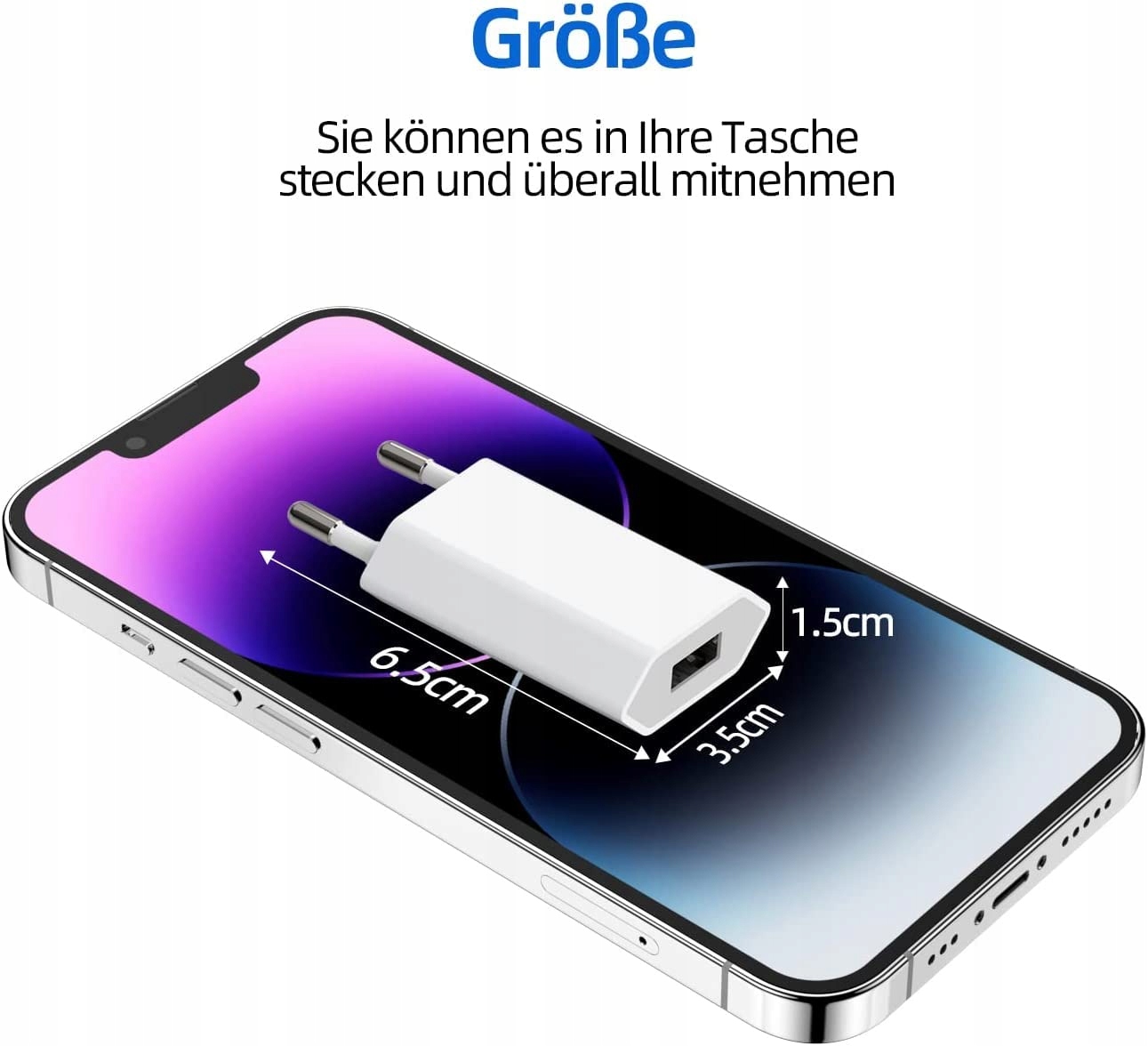 UNIVERSAL ŁADOWARKA USB 2 SZTUKI ADAPTER 5V 1A DO SMARTFONÓW IPHONE — miniatura 4