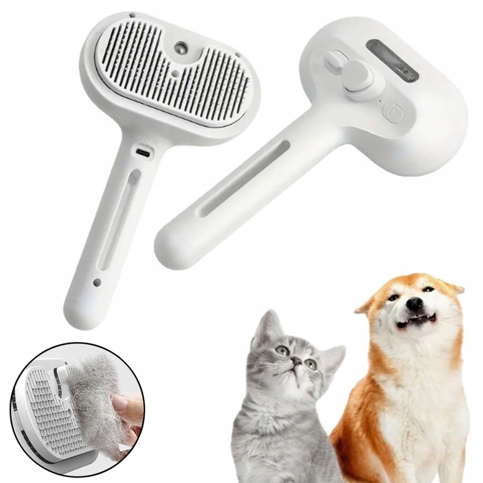 Levně Napařovací Kartáč Pro Psy, Kočky A Další Zvířata, Elektrický Samočistící Kartáč Pro Péči O Srst