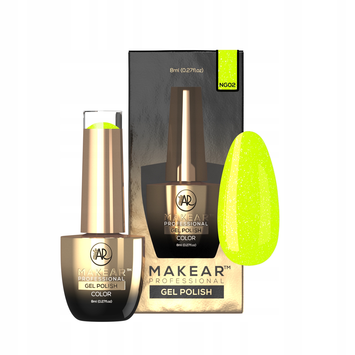 MAKEAR LAKIER HYBRYDOWY NEON GLITTER IBIZA 02 8ML + GRATISY