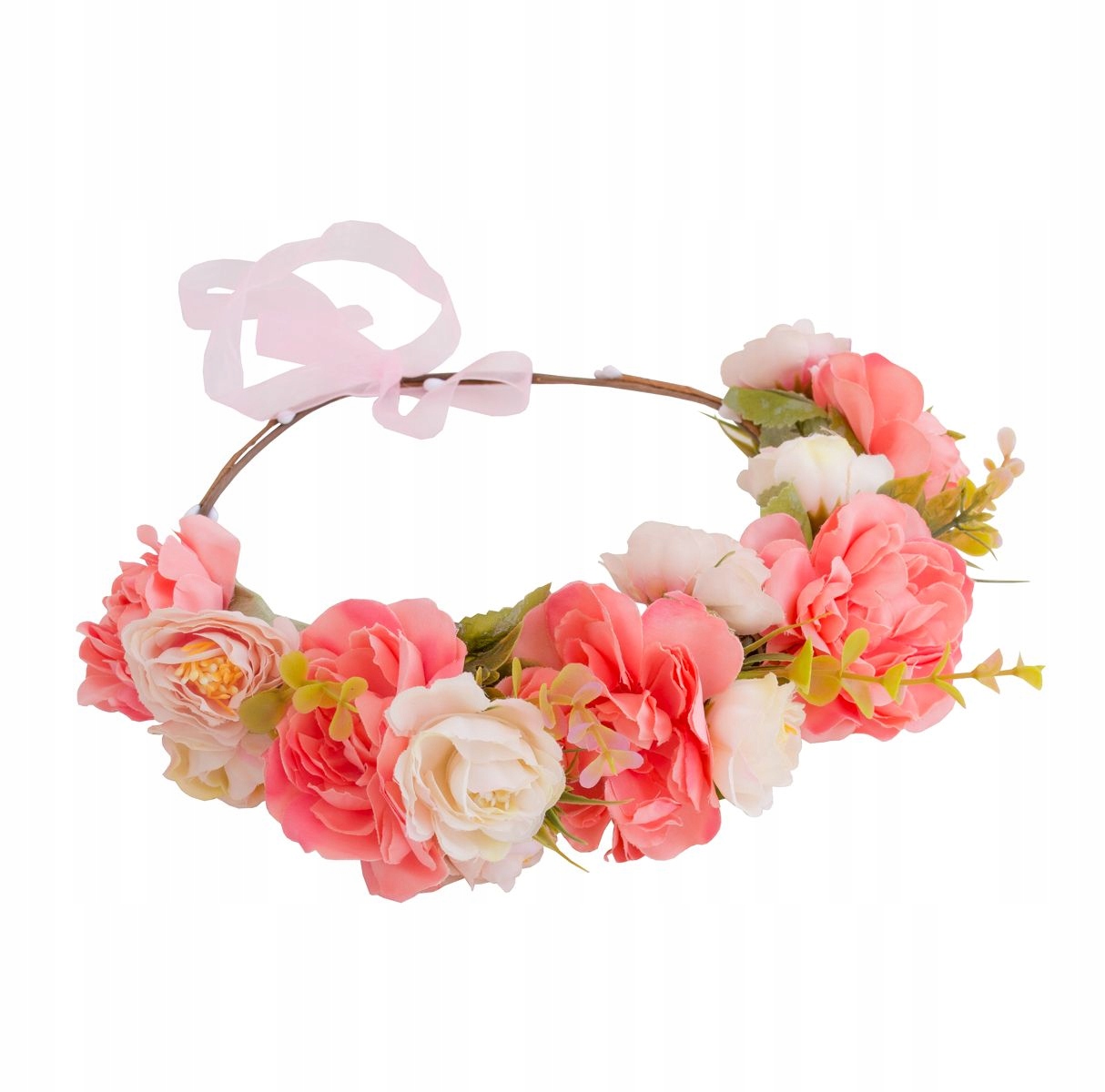 

Wianek do włosów Kwiaty boho piwonie piwonia puder