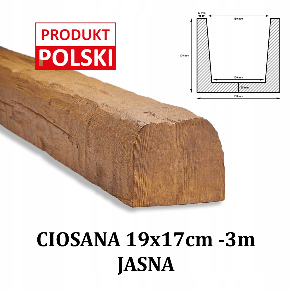 

Belka Rustykalna Ciosana Imitacja Belki 19x17 3 m