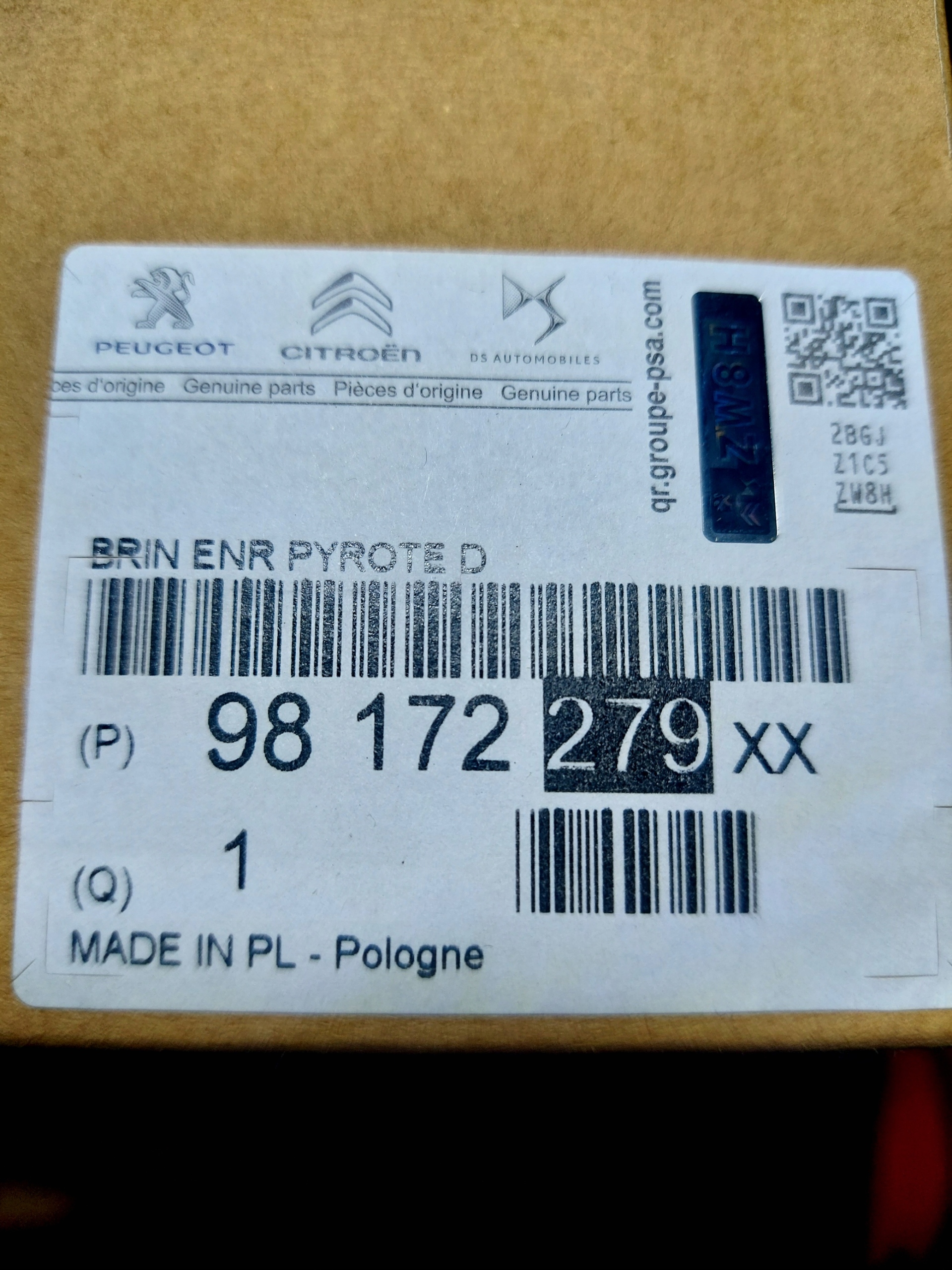 ремень безопасности оригинал 98172279XX CITROEN peugeot