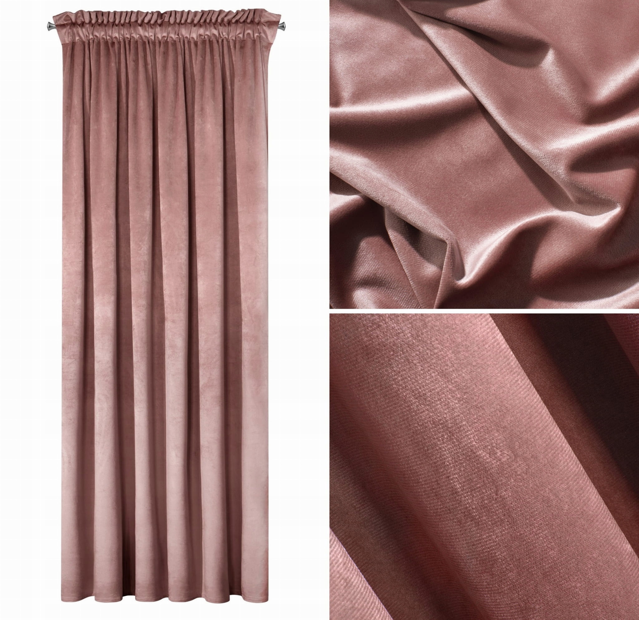 

Zasłona Na Taśmie 135x300 Welwet Rosa c. róż