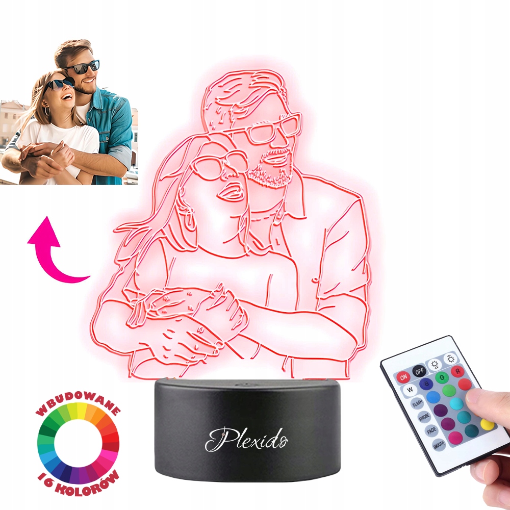 Statuetka LED na Walentynki Twoje Zdjęcie Plexido