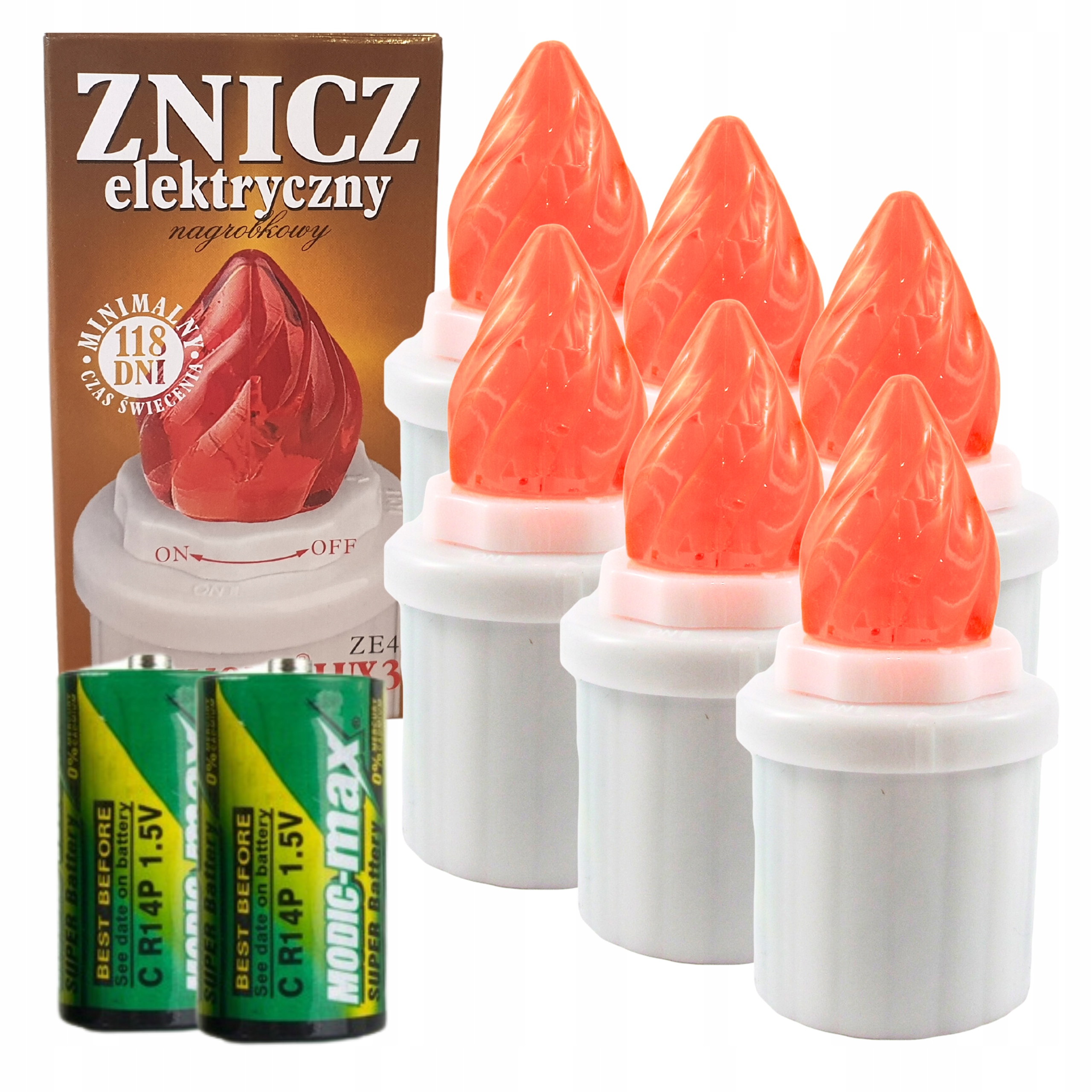 

Wkłady Led znicze Pomarańcz na baterie 118dni 6szt
