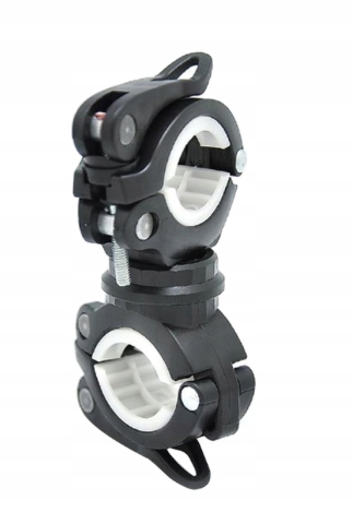 Uchwyt rowerowy na latarkę, pompkę obrotowy Czarny