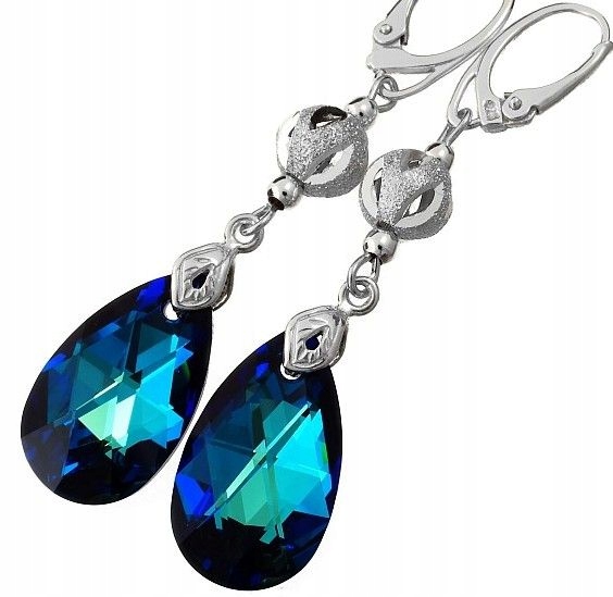 Krystaly náušnice Blue Fantasia Stříbro Arande