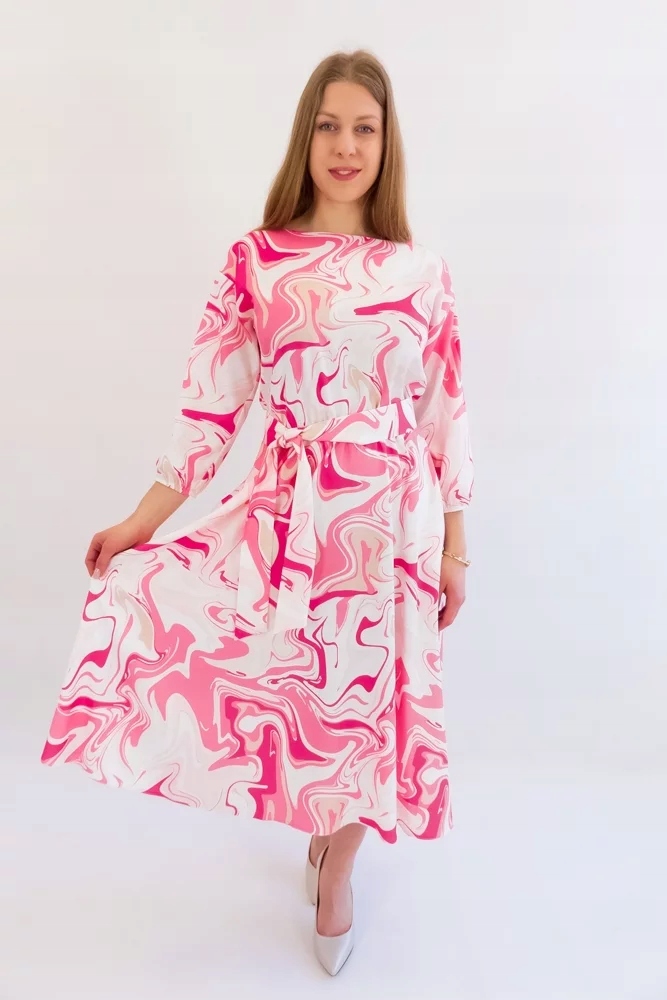 Šaty Midi pro speciální příležitosti Krémovo-fuksiová 44