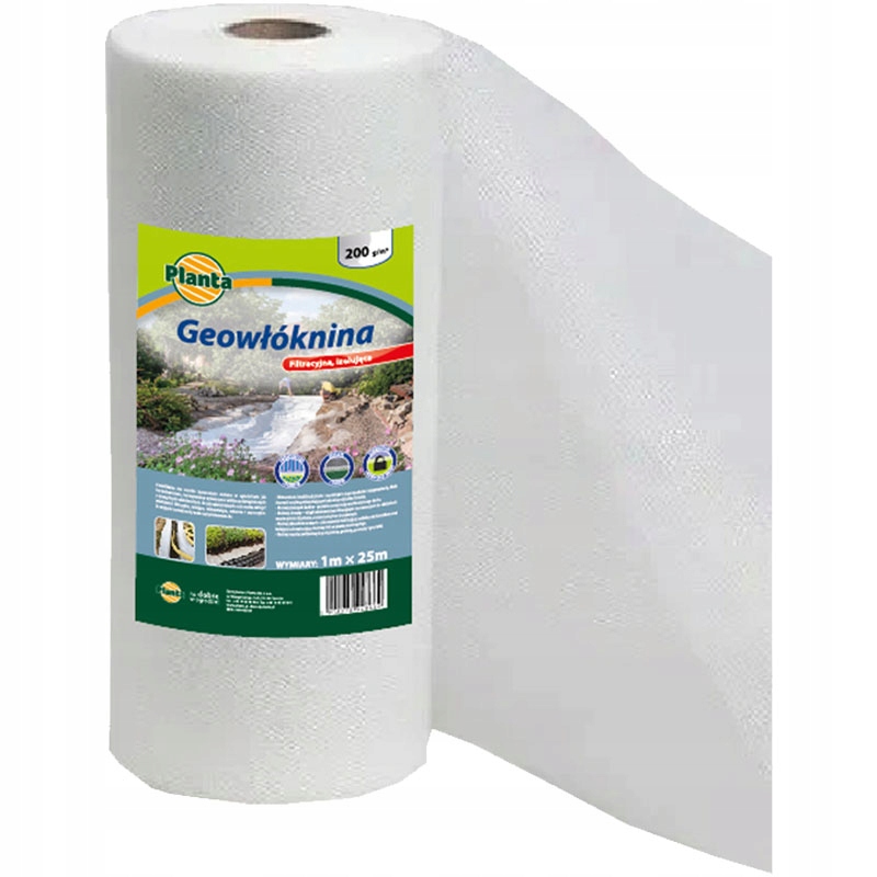 Geowłóknina Gruba Biała 200g /m2 1x25m Na Rolce Rolka Oczko Droga Drenaż