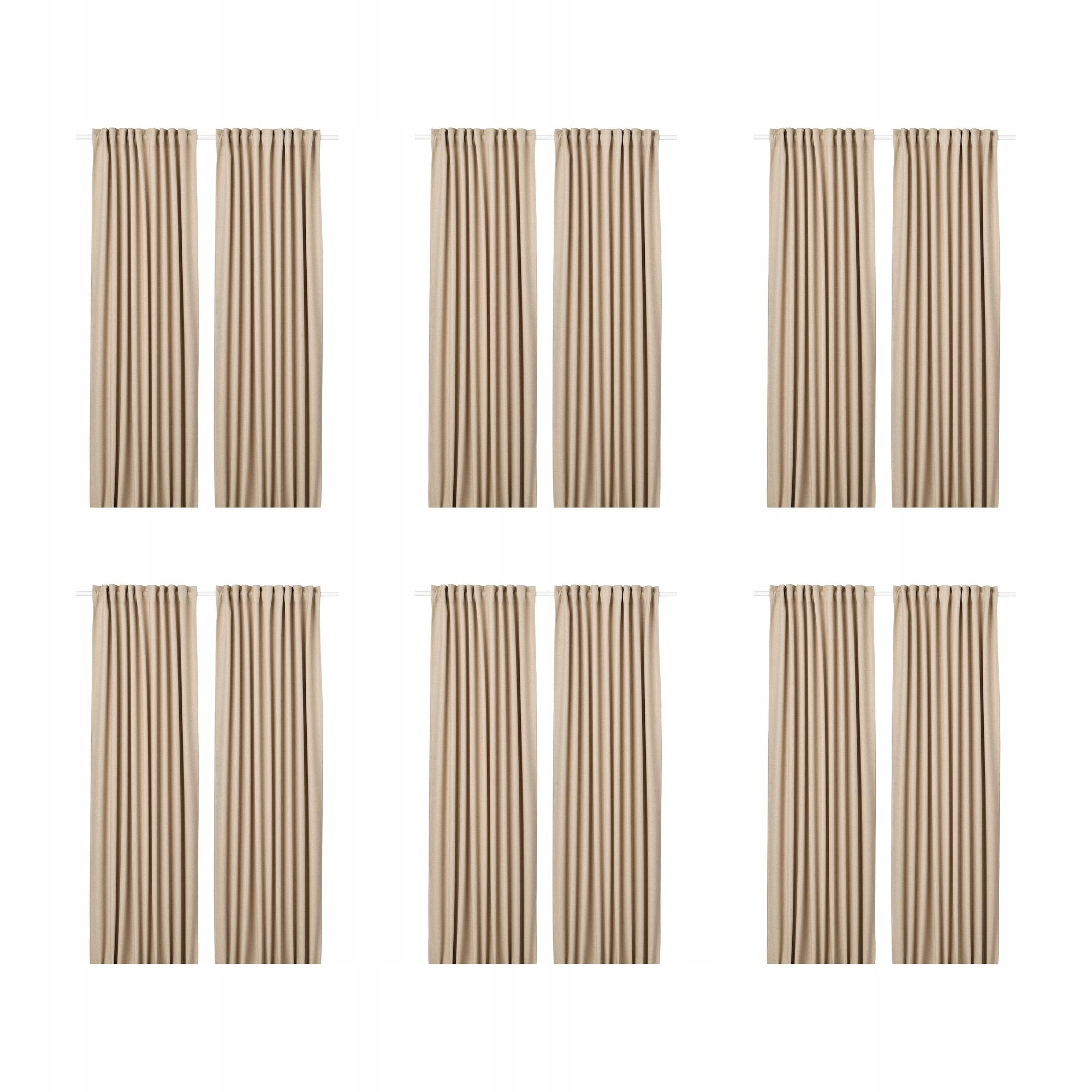 6 szt. Zasłony zacieniające beżowe 145x300 cm 1 para Annakajsa