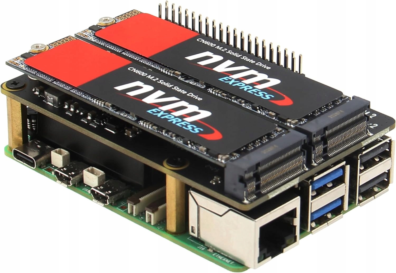 GEEKWORM X1004 Dual M.2 NVMe SSD Shield PCIe Nakładka Dla Raspberry Pi 5