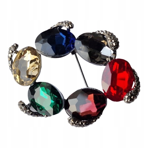 Vintage Brož Přívěsek Gotický Styl Křišťál Cytyrn Smaragd Spinel Safír