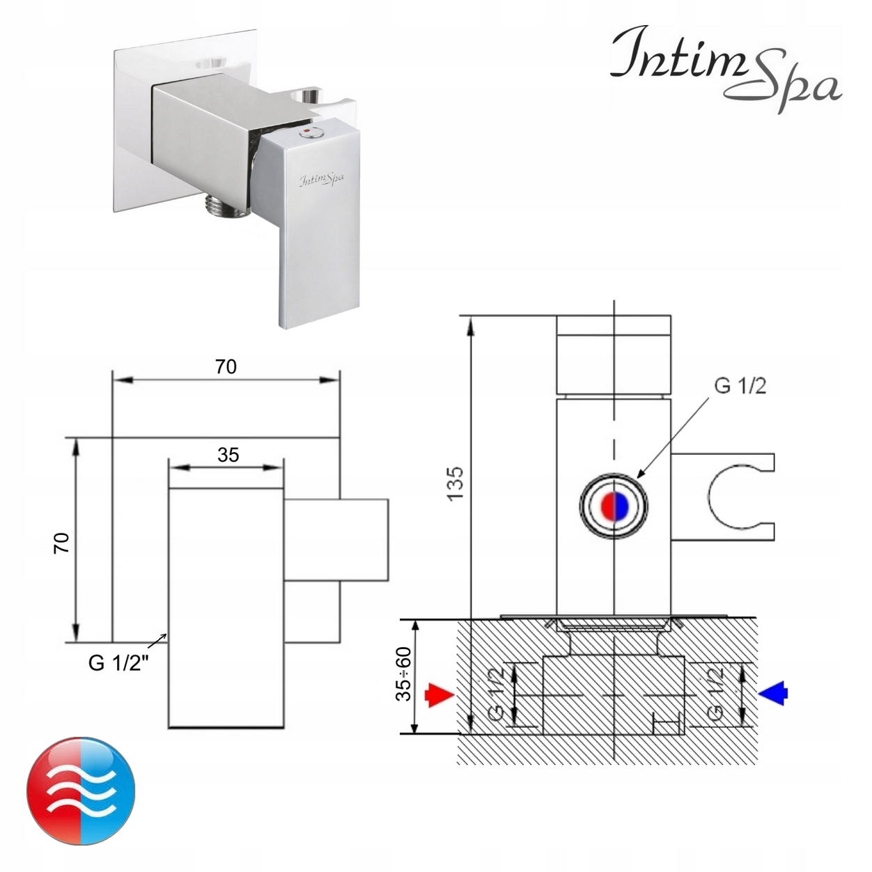 Bidetta komplet LINE mieszacz/rączka/wąż IntimSPA EAN (GTIN) 5907222390351