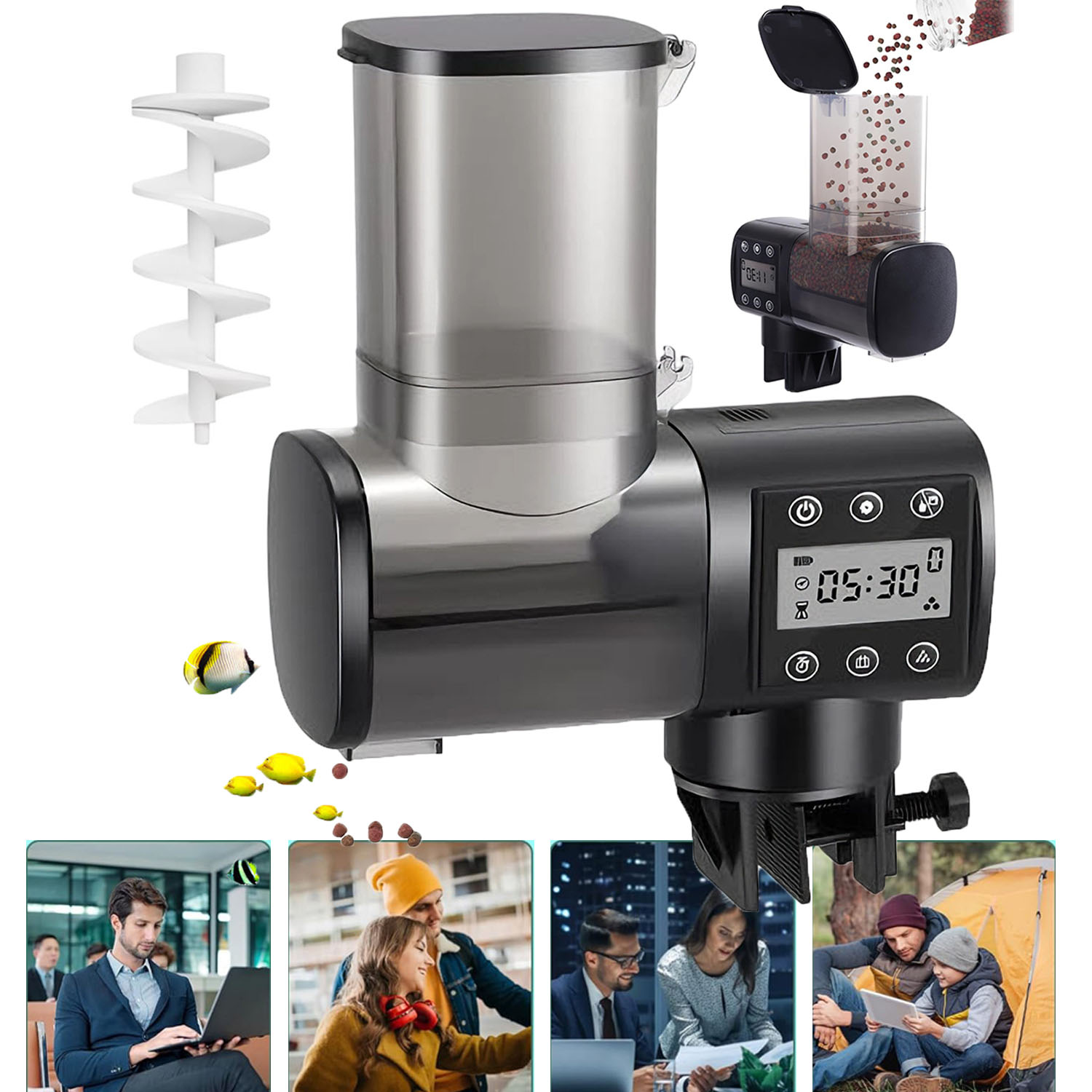 Automatické Krmítko Pro Ryby Do Akvária Dávkovač Krmiva Zásobník Krmiva