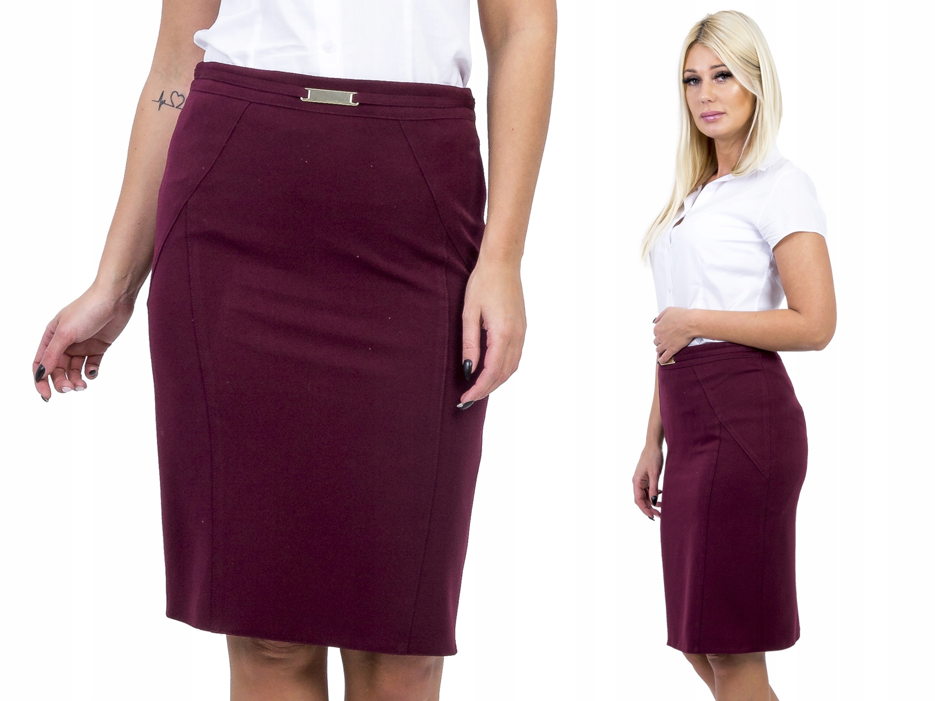 

D330 Elegancka Spódnica Ołówkowa Bordowa r. 50