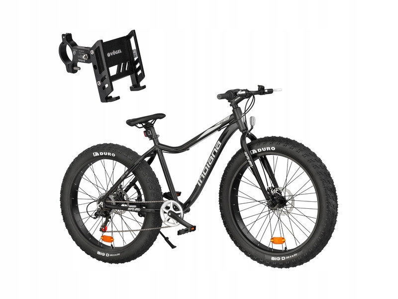 Rower górski Mtb Indiana Fat Bike M18 26 cali męski Czarny Uchwyt Vögel