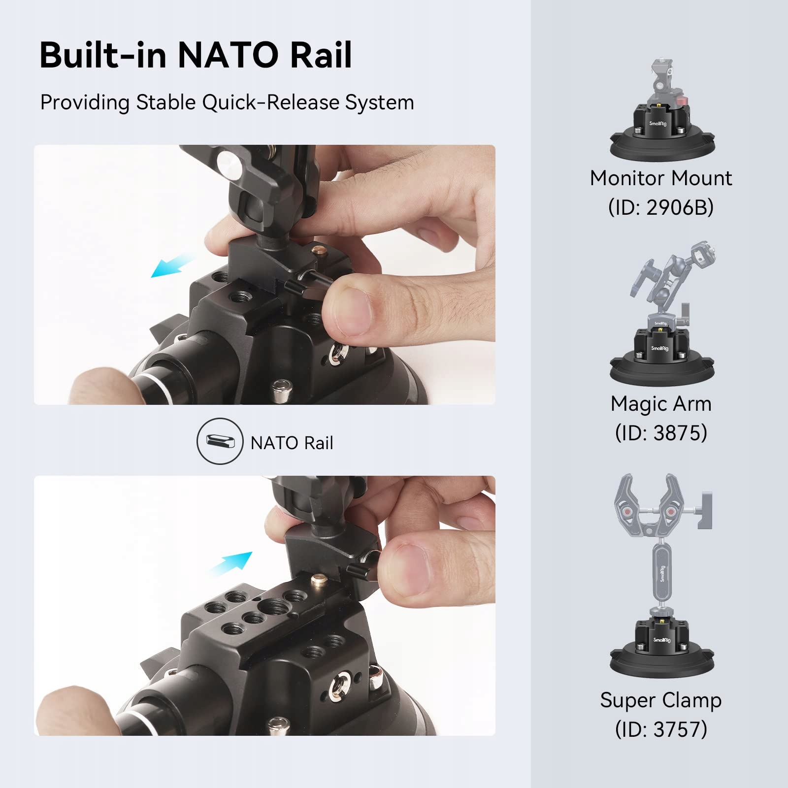 SMALLRIG Przyssawka Do Kamery 4" Do DJI OSMO GoPro Nikon Max 2kg — miniatura 2