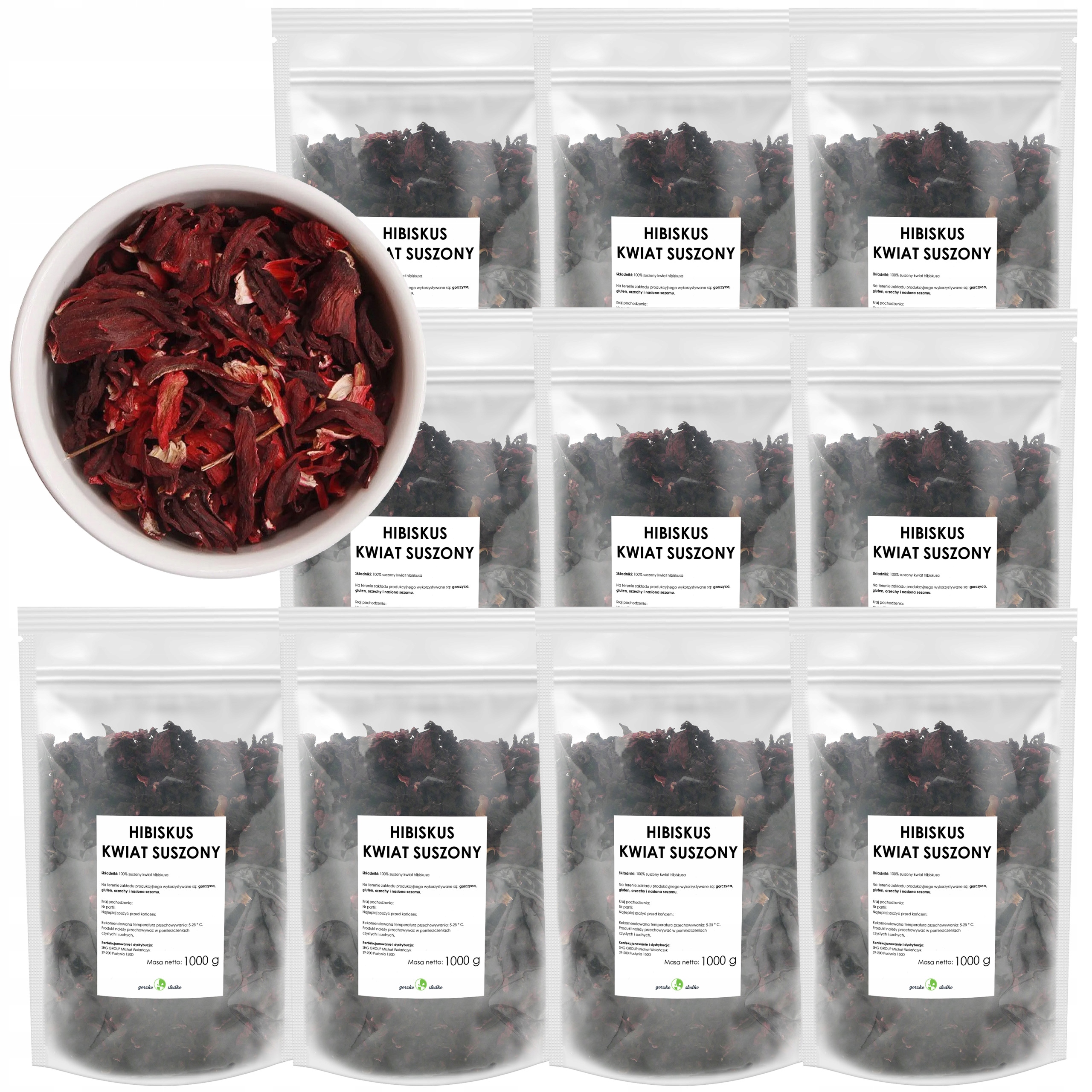 Hibiskus suszony Kwiat 10 kg Herbata z hibiskusa Gorzko Słodko