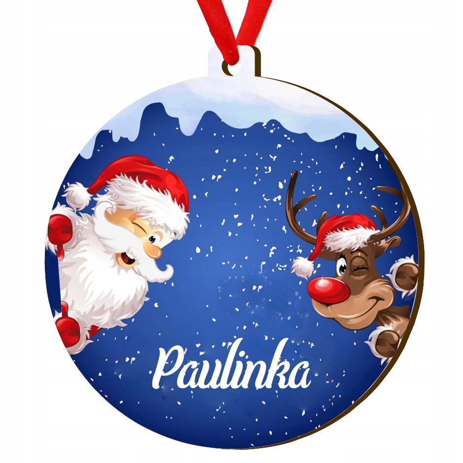 

Drewniana bombka z imieniem dedykacja święta M