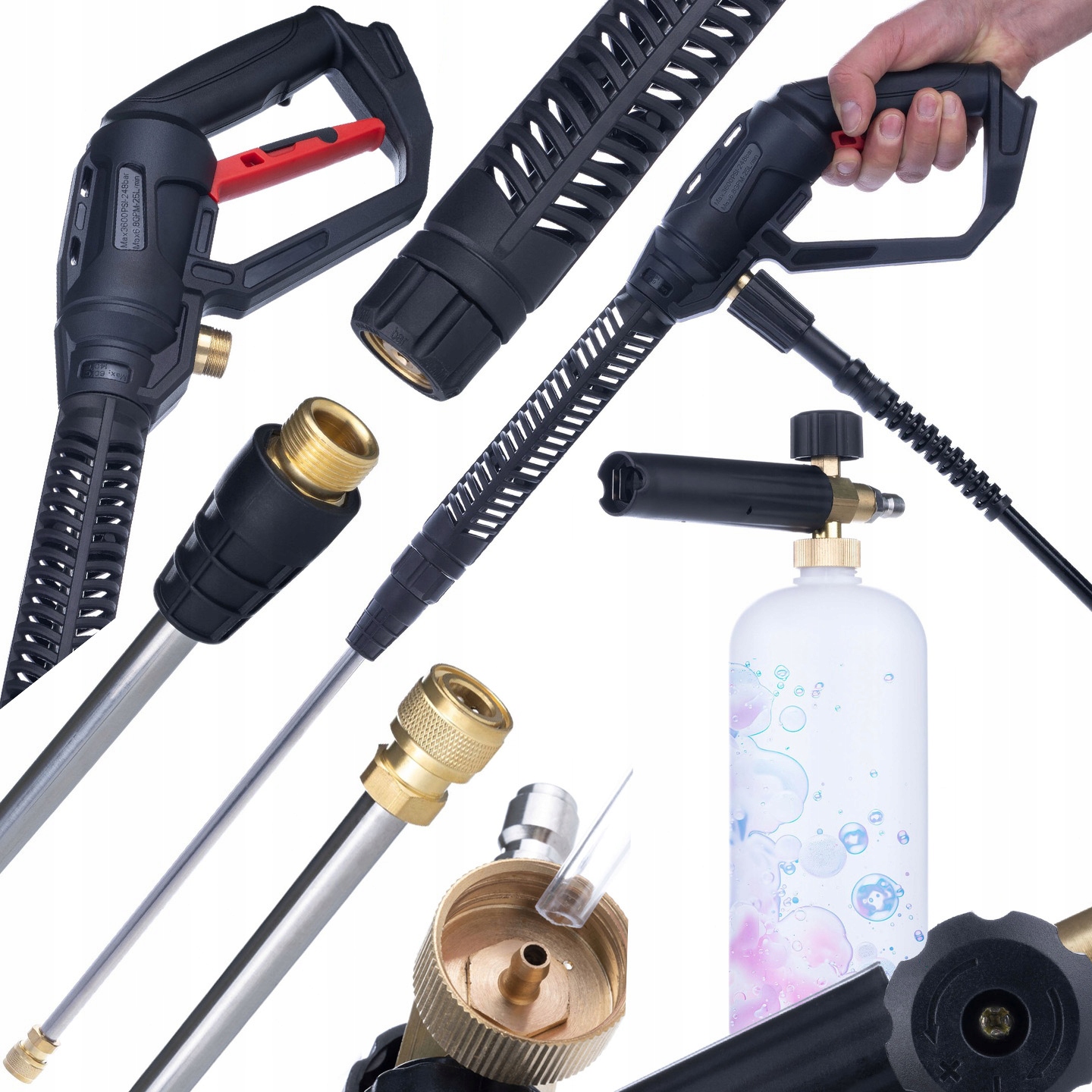 Pistole Mycí PCG1 M22 4000PSI Pěnovačka 1000ML Rychlospojka Pro Karcher