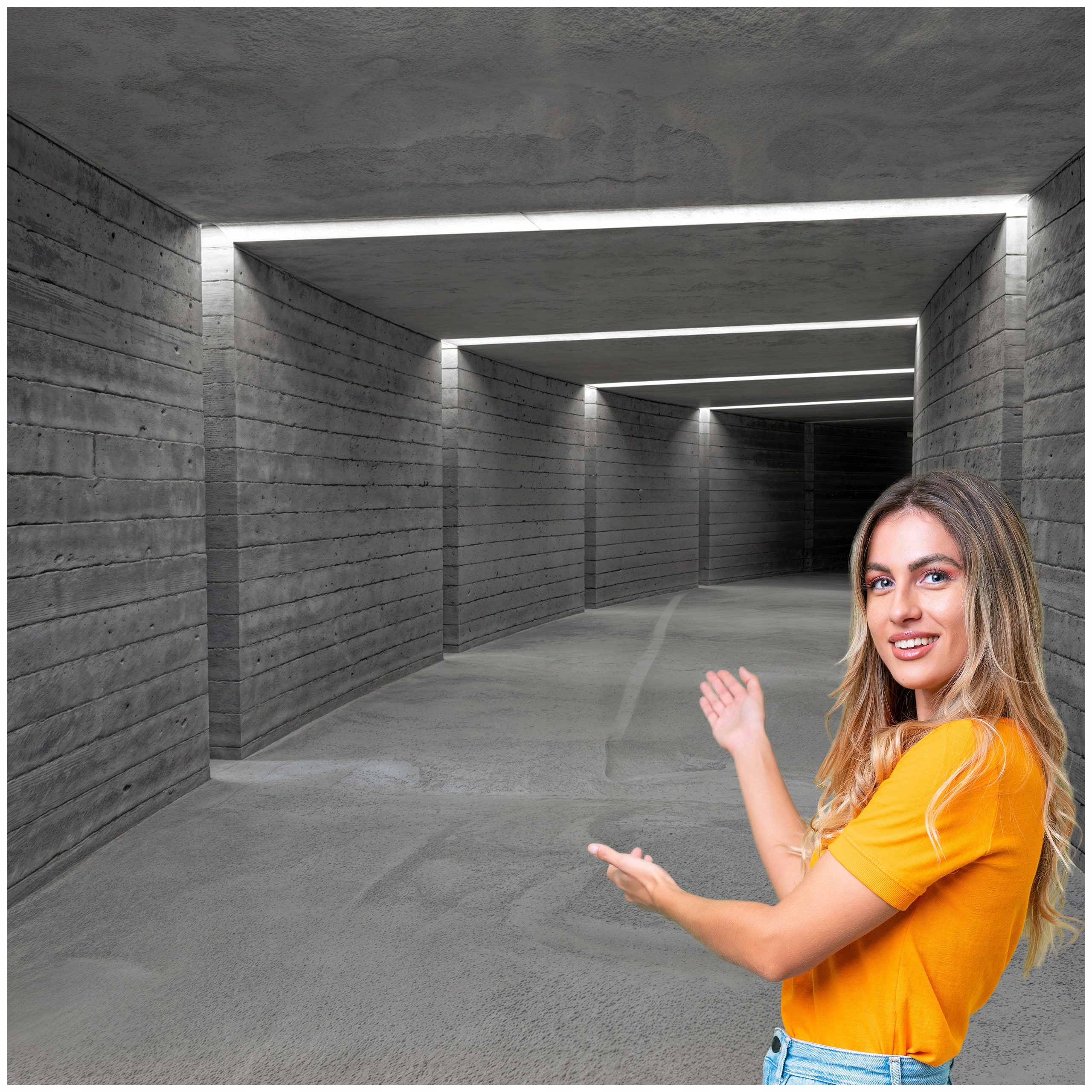 Fototapeta 3D Tunel Chodba Beton 490x280 TUN01W