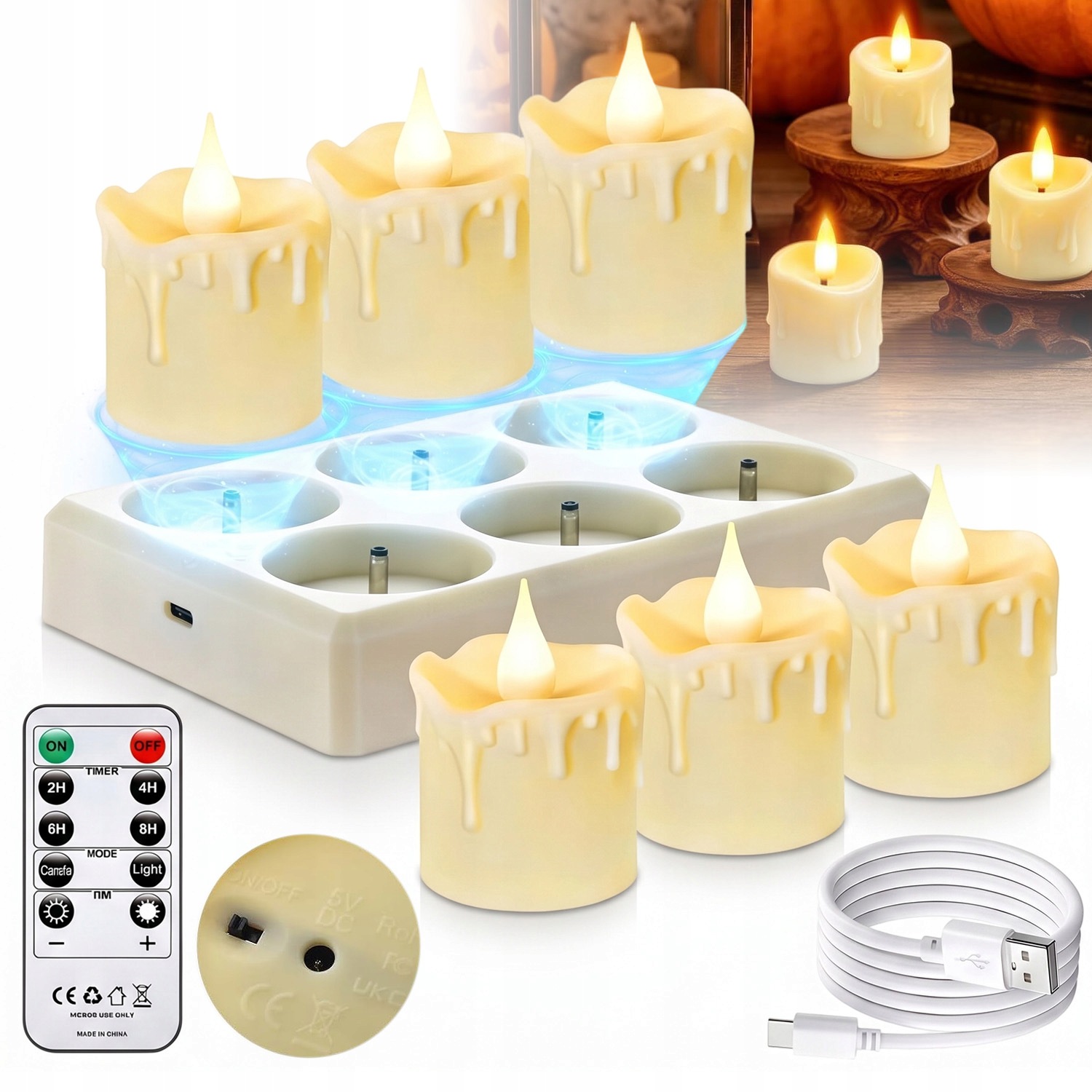6 Kusů Svíčka Svíčky Led Lampička Vložky Do Svíčky Plamen Čajová Svíčka