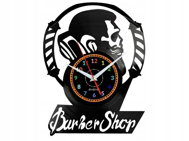 Barber Shop Dekorativní Nástěnné Hodiny Moderní Vinylová Deska Vina