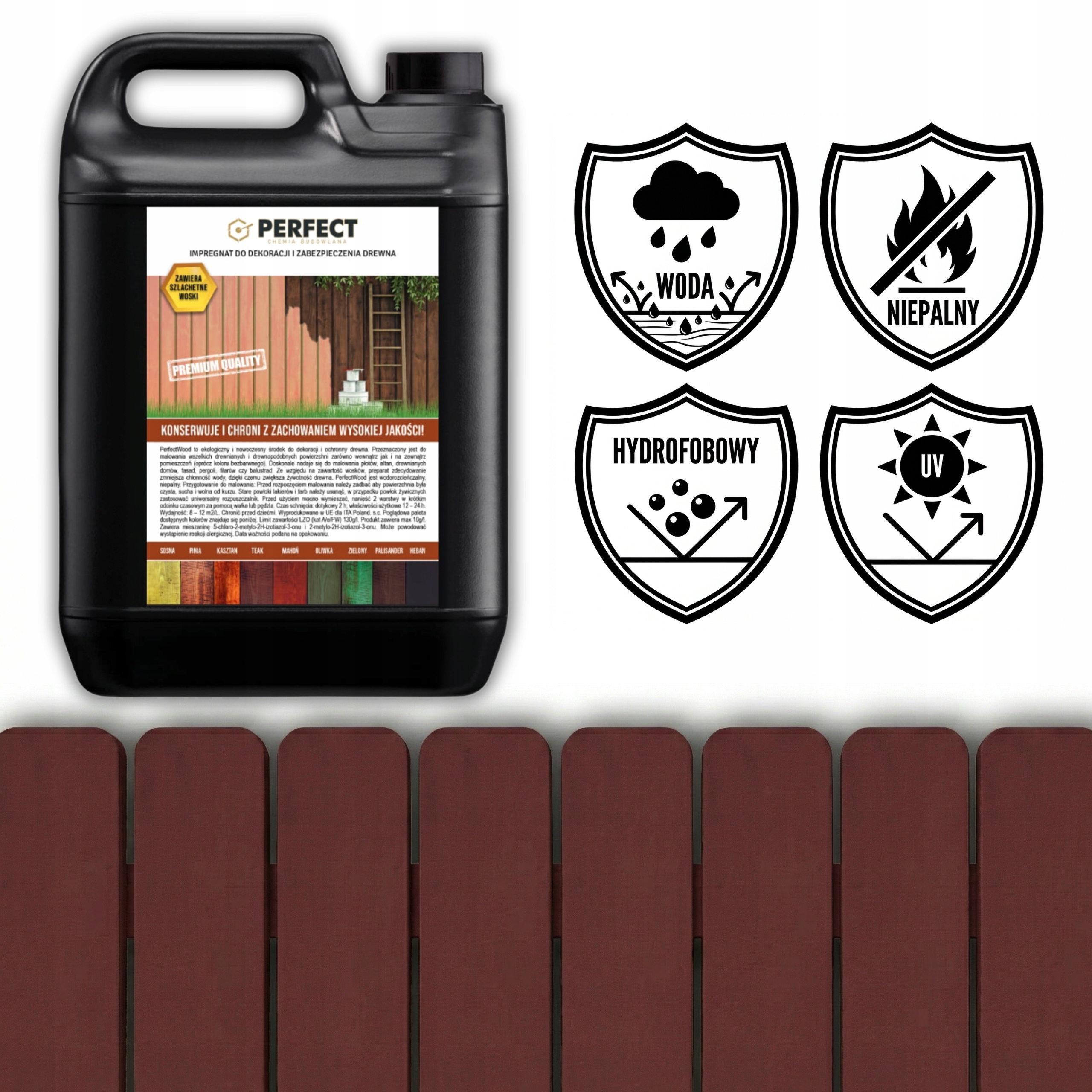 Impregnat do drewna barwiący Perfect Wood 10 L Mahoń 120 m2