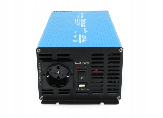 PRZETWORNICA NAPIĘCIA CZYSTY SINUS 1000 WATT SOLARTRONICS 12V/230V USB BLUE Marka inna