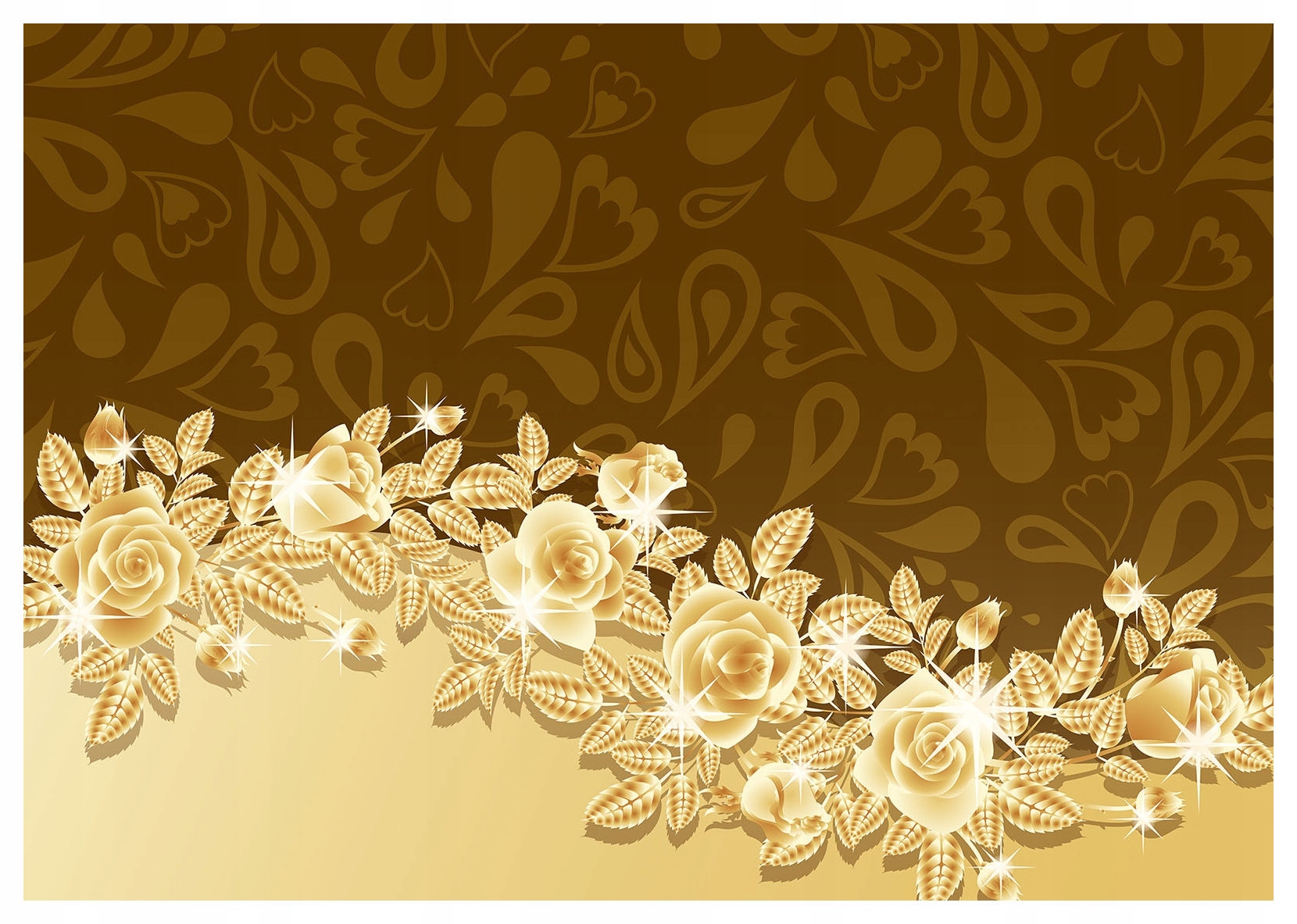 Vliesová fototapeta Zlaté růže ornament elegance do domu 350x250 lepidlo