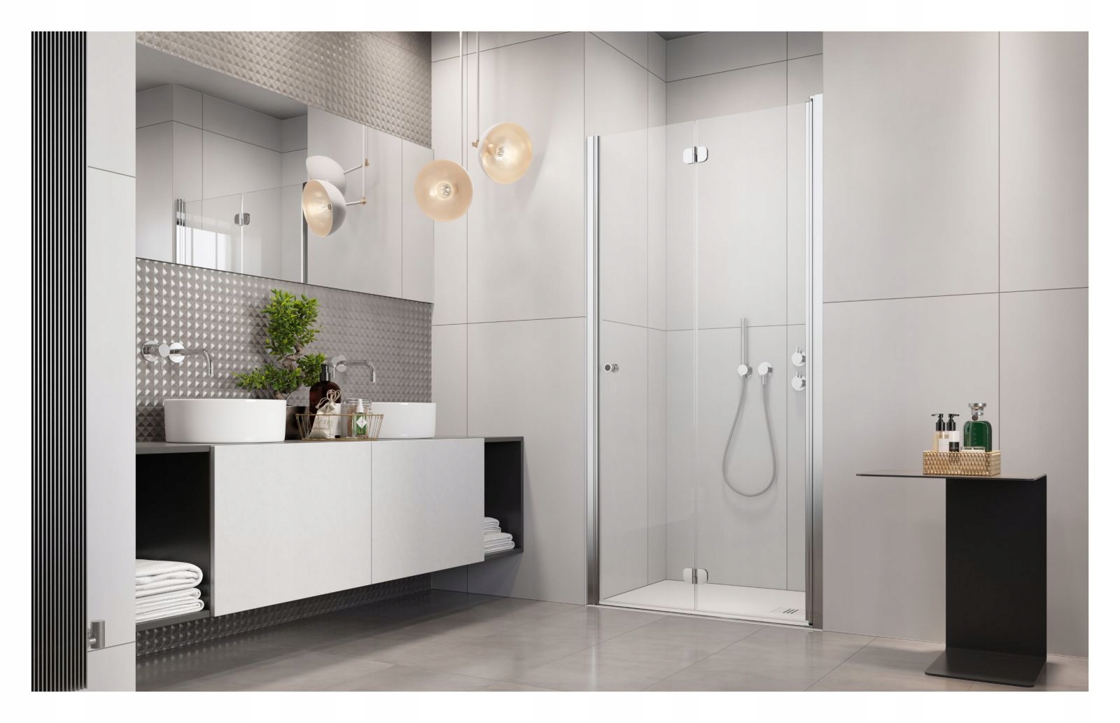 Drzwi prysznicowe szklane prysznic 80 P mirror Szerokość produktu 80 cm