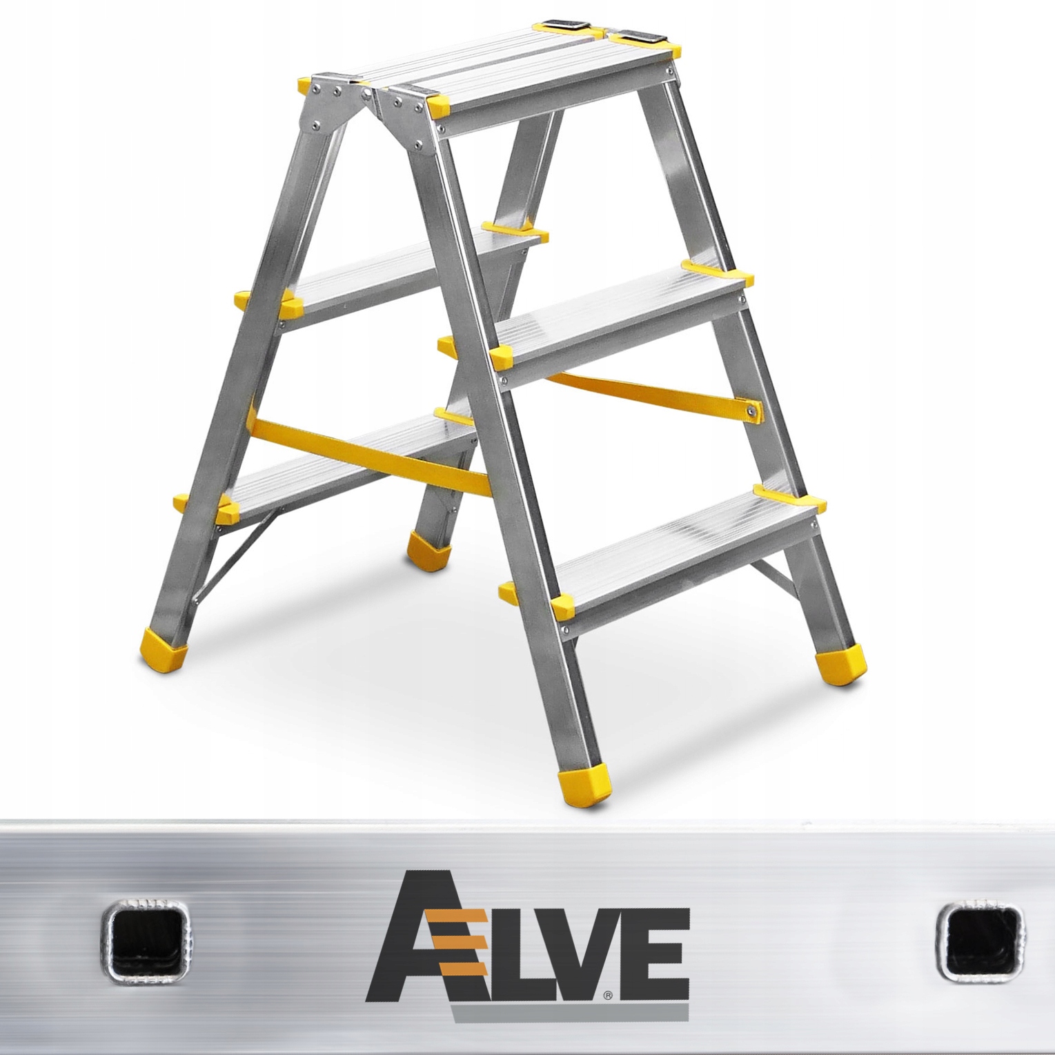 Домашняя двухсторонняя лестница 2x3 ступени ALVE 150 кг