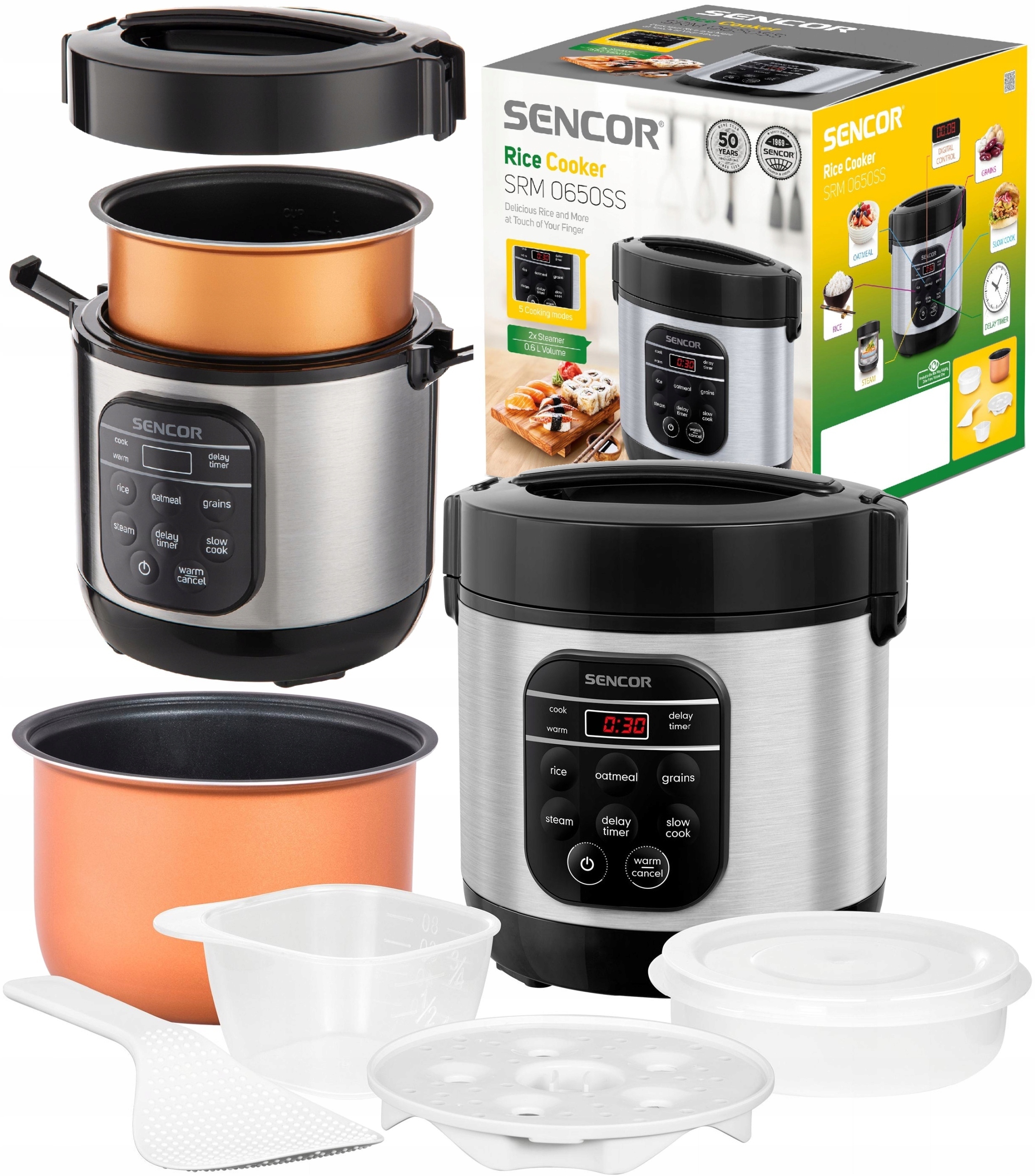 Wolnowar Do Ryżu Warzyw Sencor Wielofunkcyjny Ryżowar do ryżu warzyw 600ml