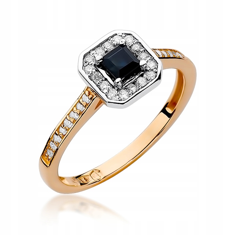 

Różowe Złoto Pierścionek Szafir Brylanty Markiza