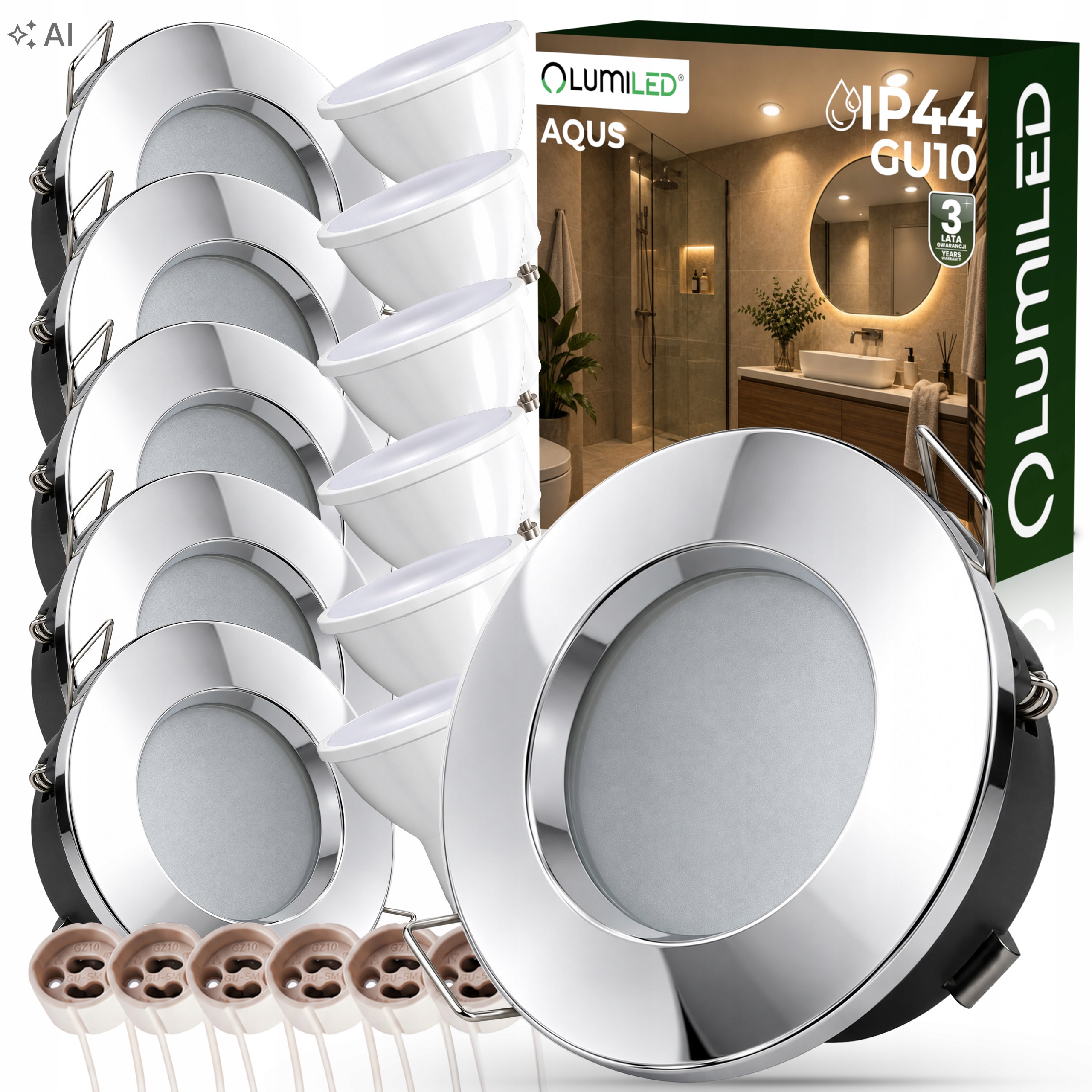 6x Halogenové Hermetické stropní svítidlo Podbitka Led žárovka GU10 6W