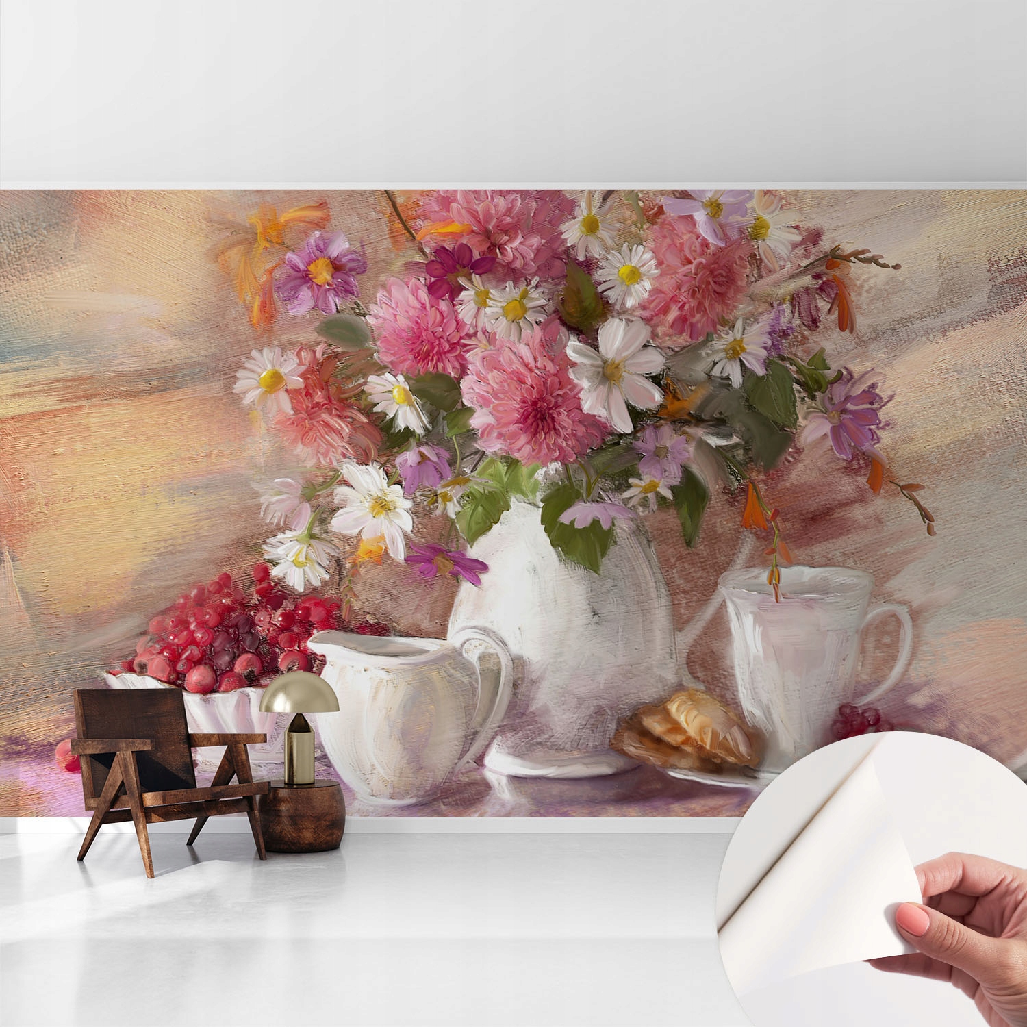 Módní Samolepicí tapeta s 3D nástěnným lepidlem Polní květiny 416 x 254 cm