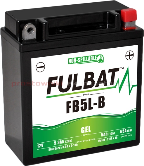 FB5L-B - Гелева батарея YB5L-B 12V 5AH 65A P + 5.3 Ah