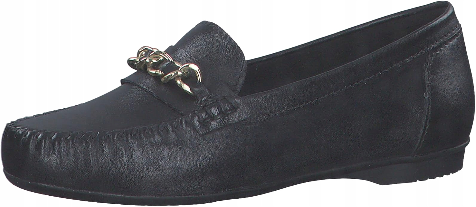 Marco Tozzi Černé Mokasíny S Řetízkem Z Přírodní Kůže 41 J0B