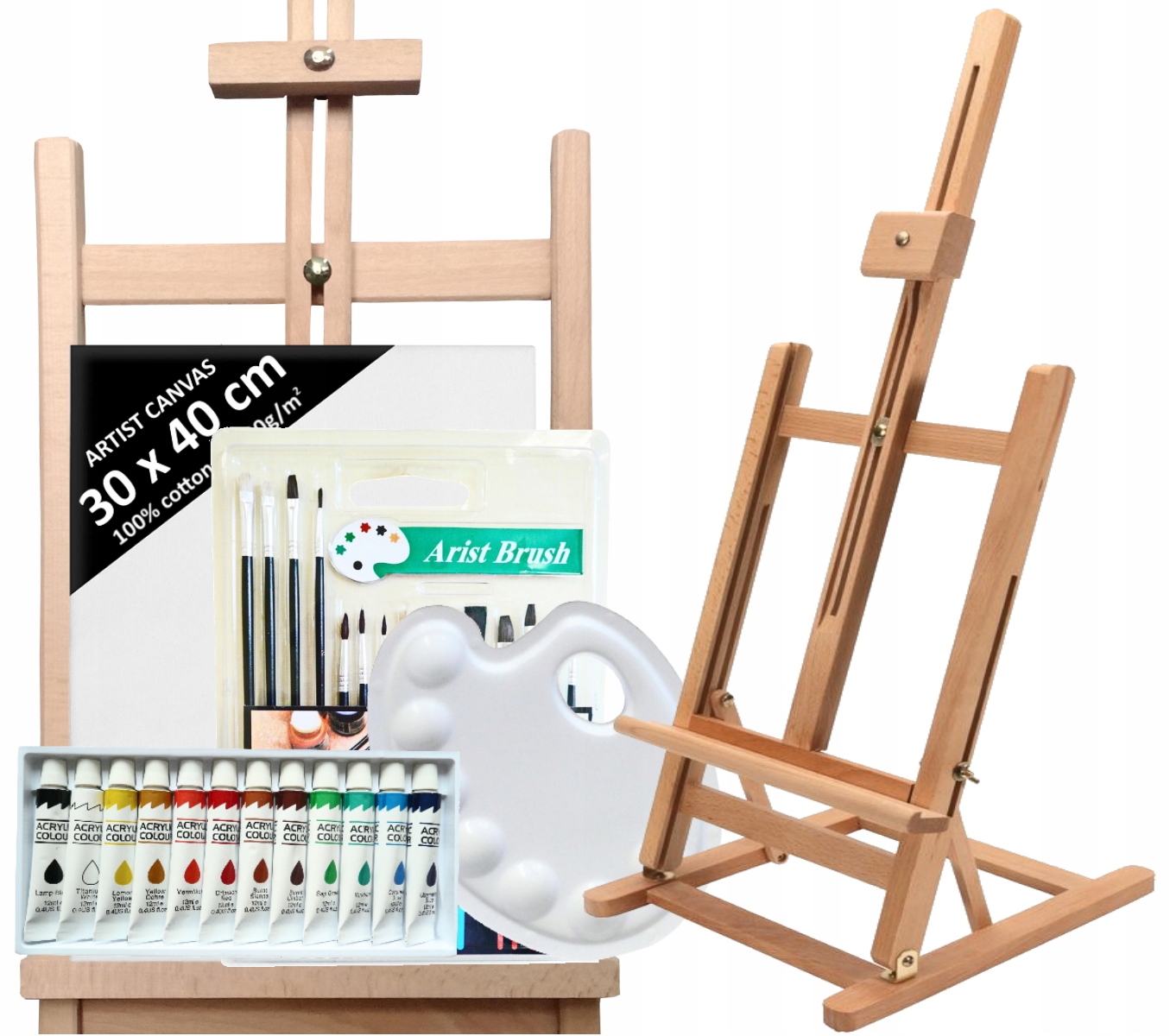 Z1 SZTALUGA MALARSKI ZESTAW FARBY AKRYLOWE PĘDZLE